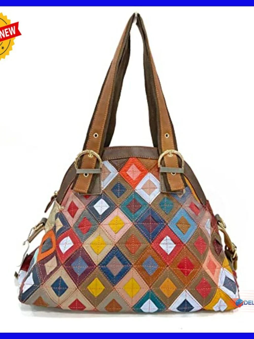 Genuine Leather Hobo Bag with 3D Flowers, Multi-Pocket Design, Adjustable Strap